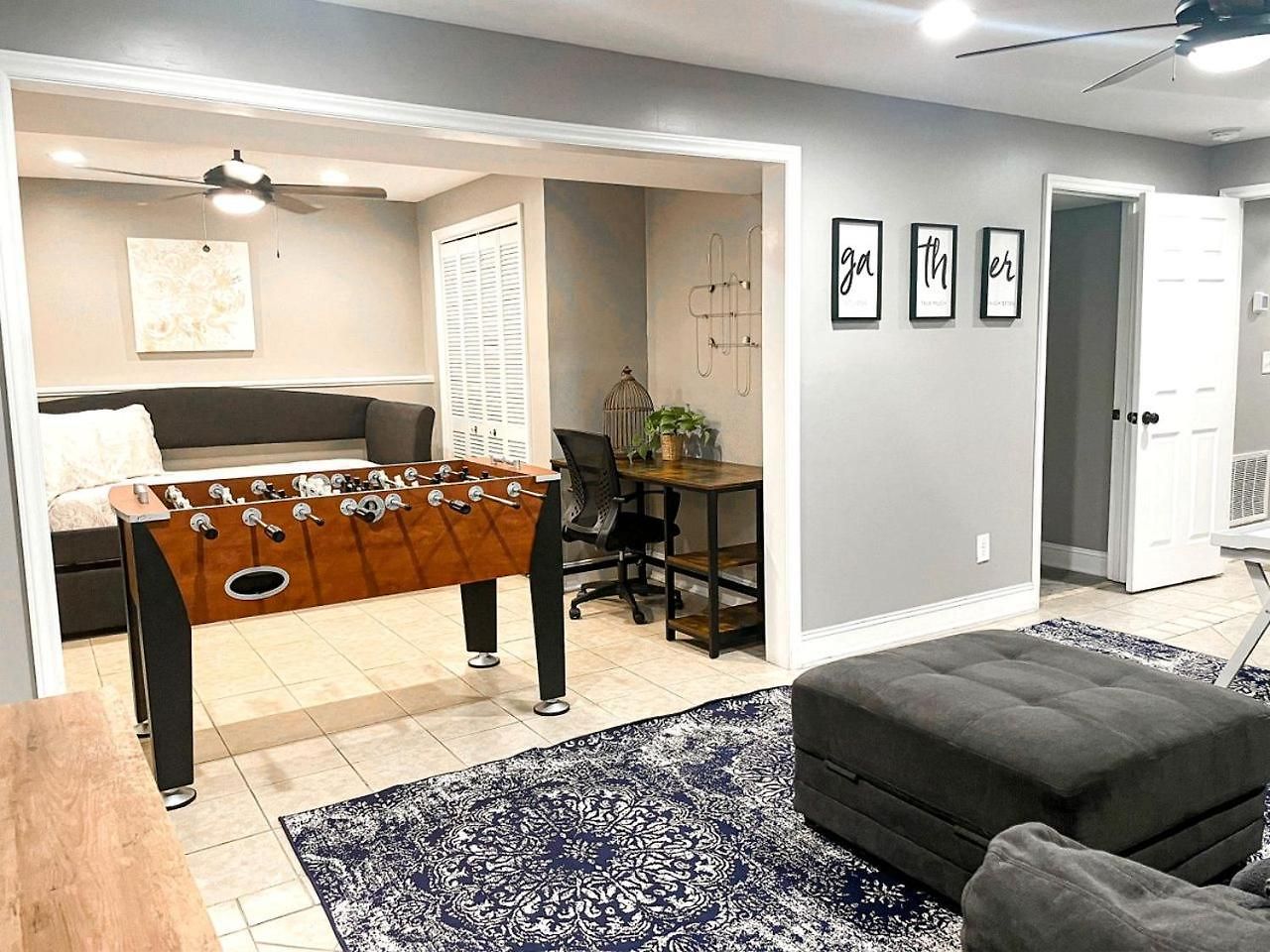 Family With Outdoor Living Areas And Foosball Table In Nc Charlotte
