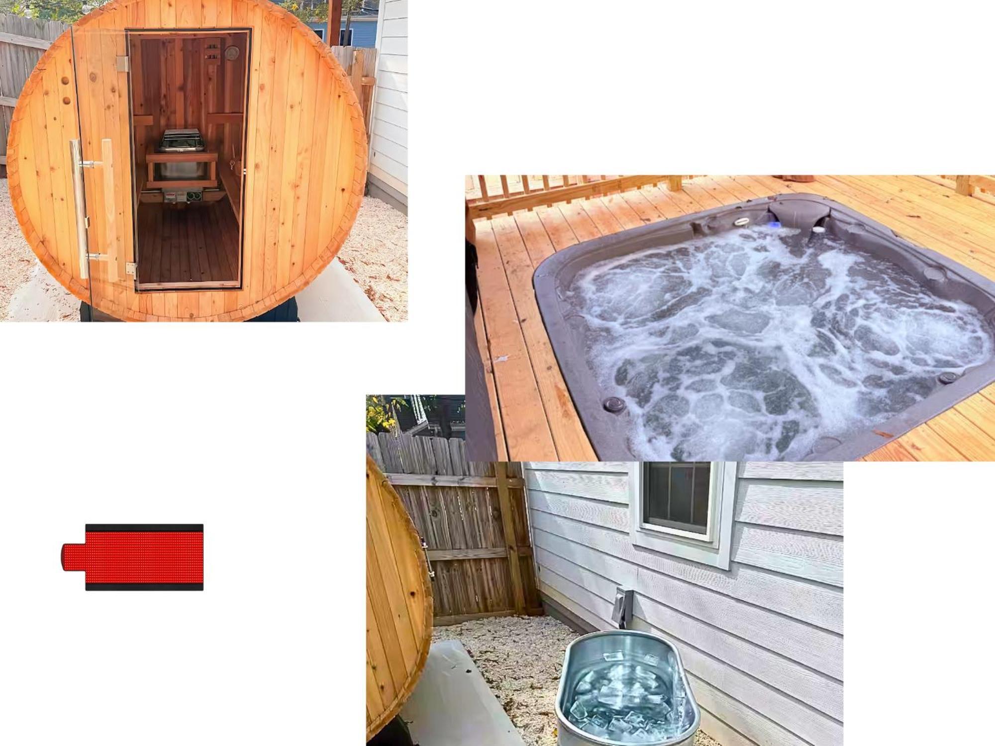 Venetian Beds, Outdoor Barrel Sauna, Hot Tub, Cold Plunge Charlotte